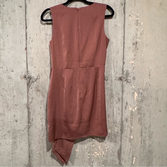 NBD Medium Mauve Faerie Front Bow Satin Mini Dress Chic Cocktail New Years Party - Picture 2 of 8